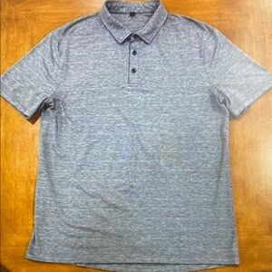 Lululemon Evolution Polo Deft Stripe Heathered True Navy Heathered Light Cast XL